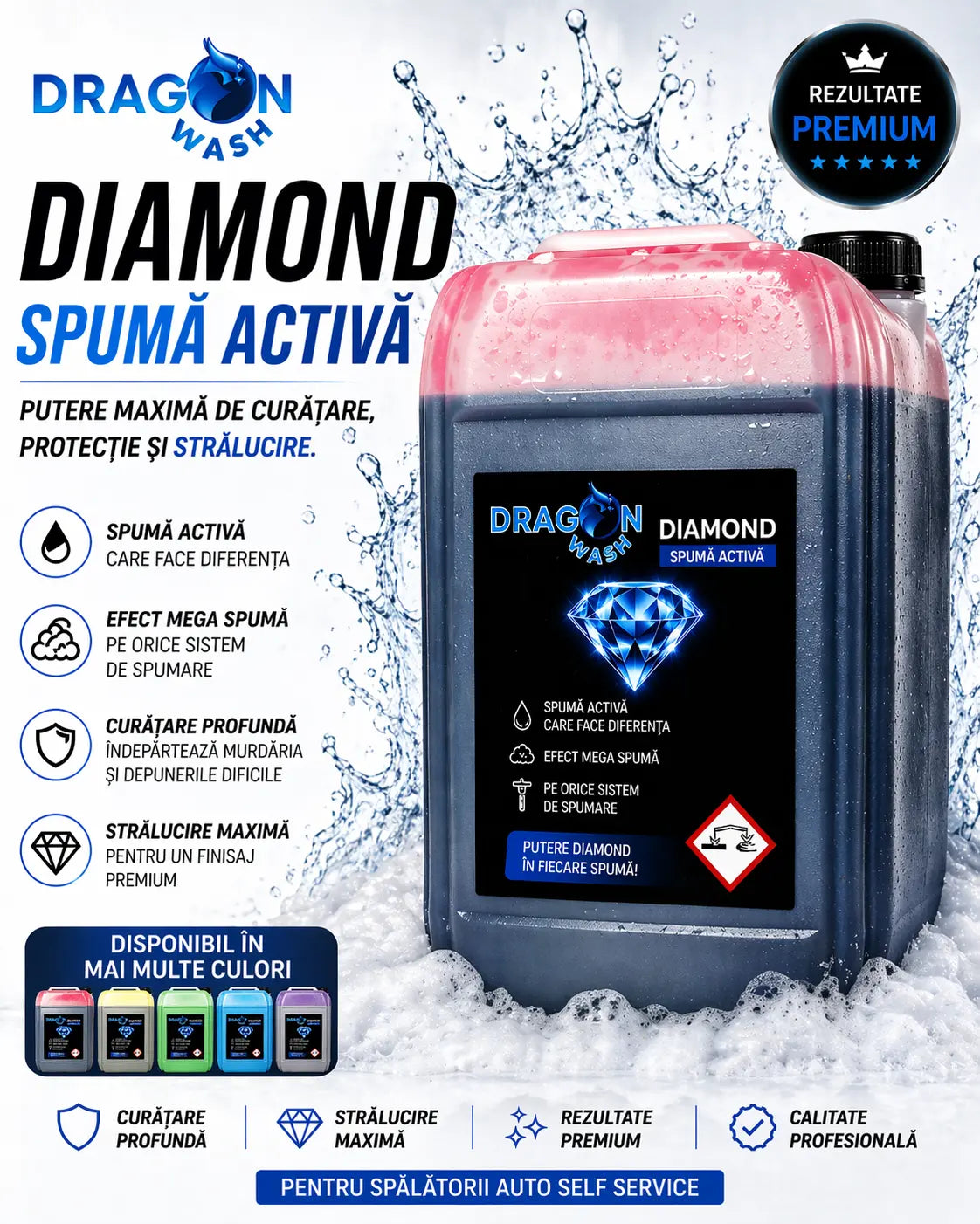 Dragon Diamond Spumă Activă Premium pentru Spălătorii Self Service – Curățare Intensă, Spumă Ultra Densă Tip Frișcă/Zăpadă, Rezultate Profesionale Dragon Wash