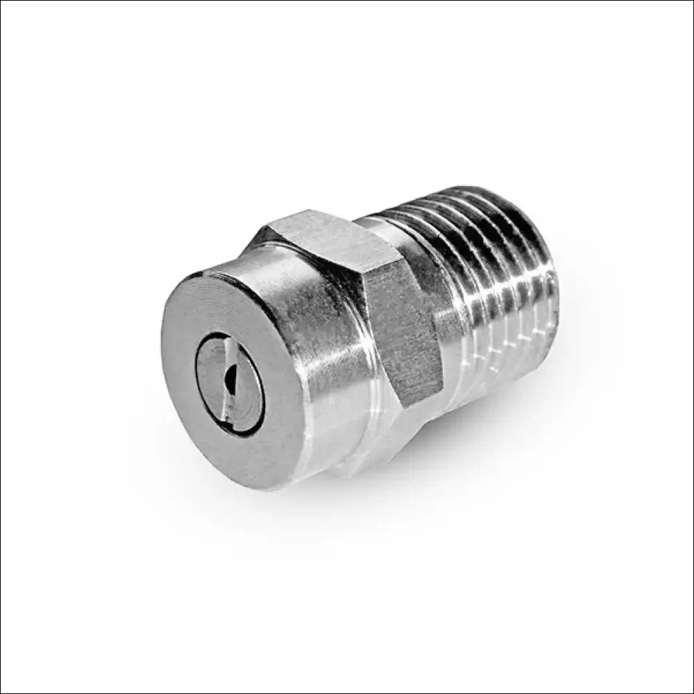 Duză inox înaltă presiune 1/4 argintie cu cap hexagonal și filet, ideală pentru spălătorii self service auto