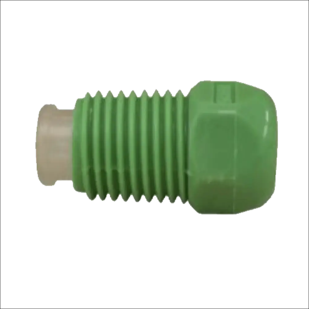 Duză pulverizare pentru parfum auto self service din plastic verde cu capac bej și cauciuc negru 1/4