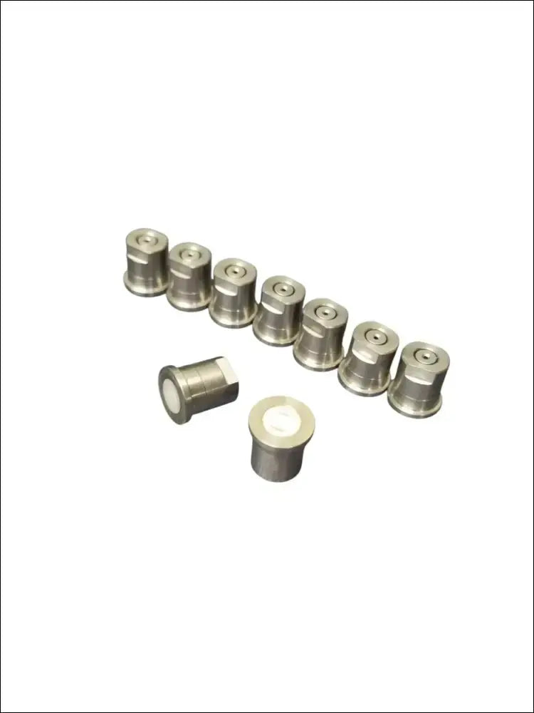 Duză spumare metalică argintie cu inserții ceramice albe pentru distribuție uniformă a spumei active