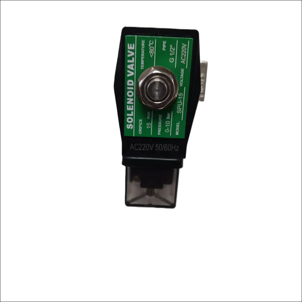 Electrovalvă inox 1/2 cu bobină 24v acdc neagră model spu-15 cu port filetat argintiu pentru spălătorii self service