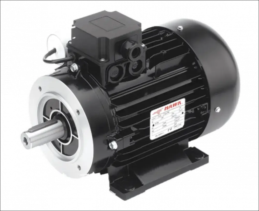 Motor electric trifazat hawk negru cu carcasă nervurată și arbore argintiu pentru pompe înaltă presiune