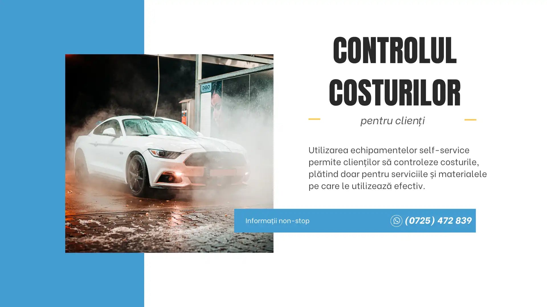 Mașină albă spălată sau stropită cu apă într-un mediu cețos.