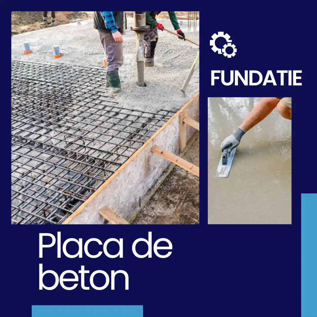 Placă de beton turnată și netezită, cu plasă de oțel de armare vizibilă.