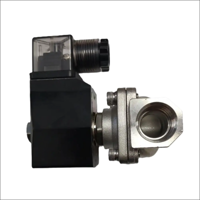 Electrovalvă inox 1/2 cu bobină 24v ac/dc neagră și argintie cu carcasă transparentă pentru spălătorii self service