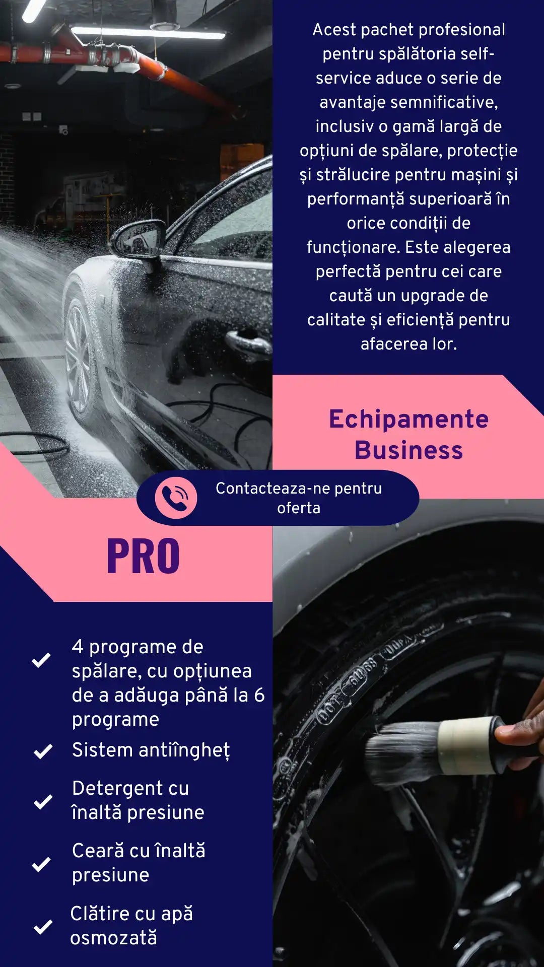 Mașină argintie elegantă spălată sau detaliată la o spălătorie auto.