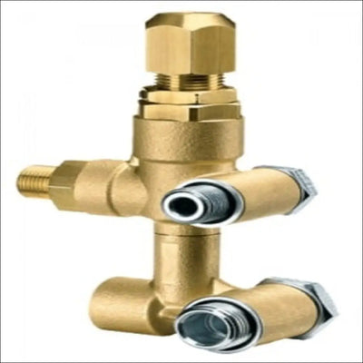 Valvă industrială în culoare alamă cu piulițe hexagonale și porturi filetată pentru presiune bypass vbt hawk